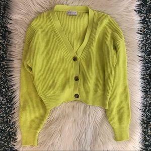 Bright Yellow Urban Outfitters Cropped Cardigan